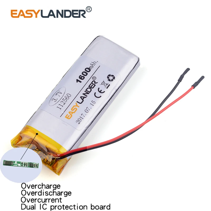 112560 3.7V 1600mAh Rechargeable Lithium Li-ion Li Polymer Battery FOR DVR MP4 peaker MP3 power bank Sex toys 112459