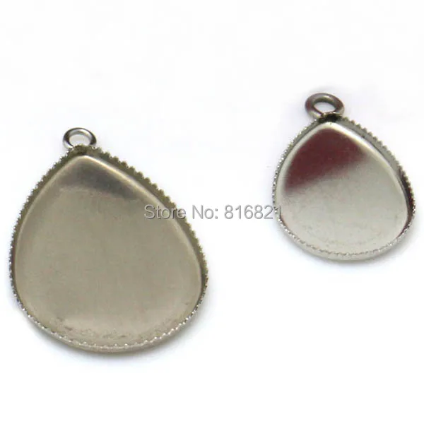 

Blank Bezel Caps Settings Cabochon base Stainless Steel teardrop Bezel with Loop Pendant Findings Accessories 13x18mm 18x25mm