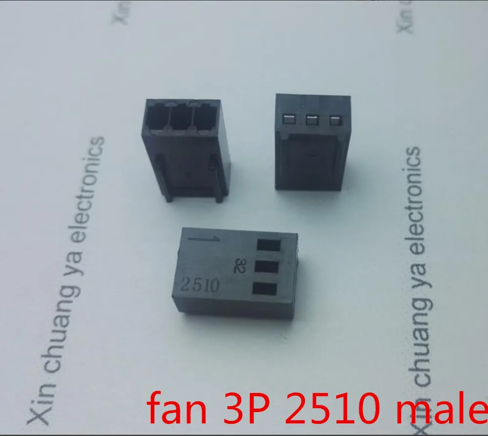 black small 3P male plug for  PC computer ATX 2510 fan Power connector plastic shell Housing