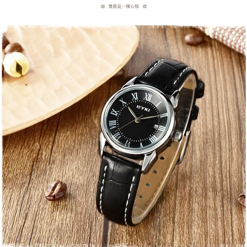 EYKI Brand Women Calendar Watch Ladies Leather Casual Quartz Watch Waterproof Wristwatch Clock Simple Relogio Feminino Kol Saati