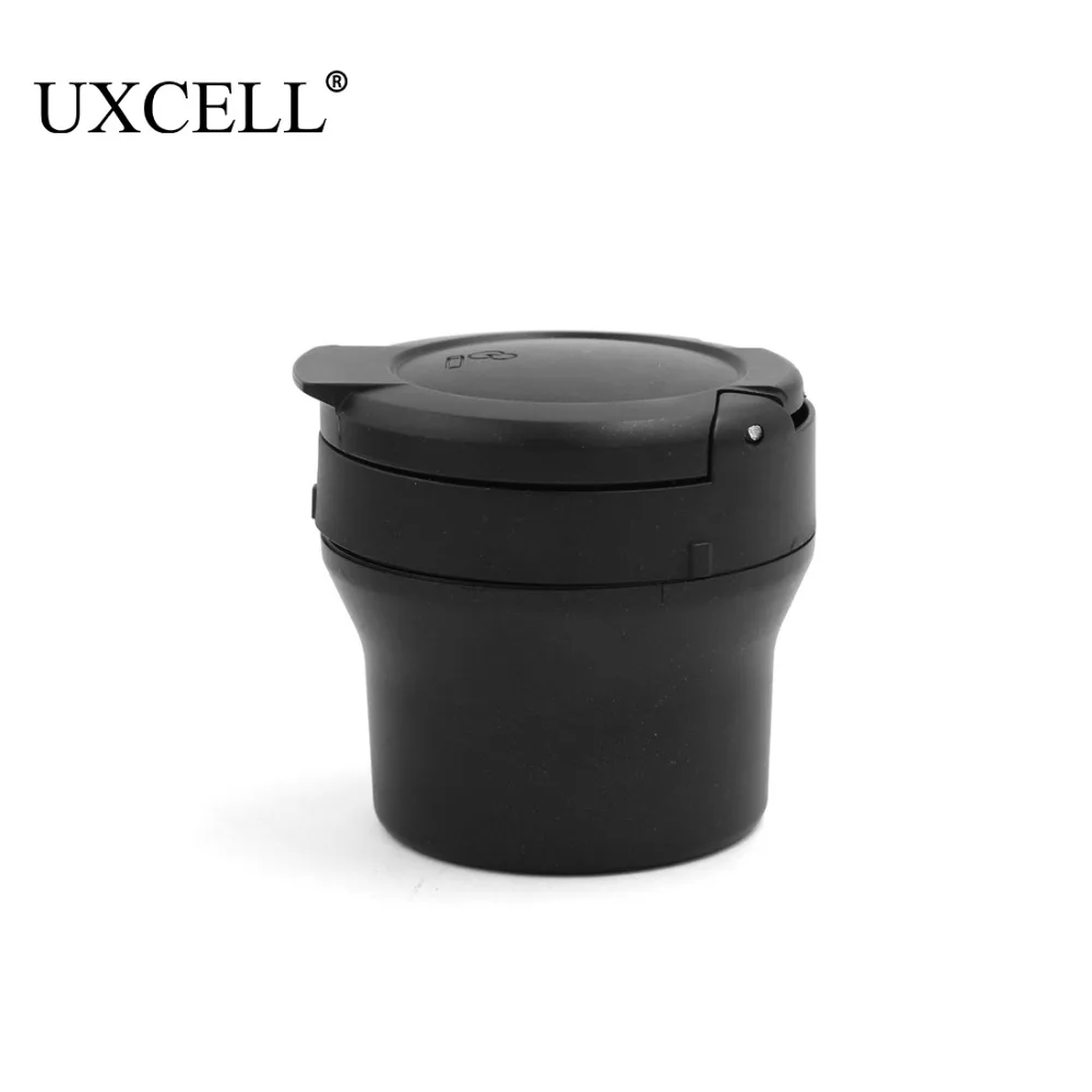 UXCELL 70mm x 75mm Plastic Cylinder Ashtray Cigarette Ash Holder Black for Car Vehicle Stowing Tidying Case