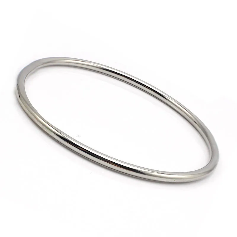 Jewelry Metal Silver Color Thin Bangles Bracelets for Women Simple Classic Round Diametre 60mm 65mm 70mm Bangles Ladies Design