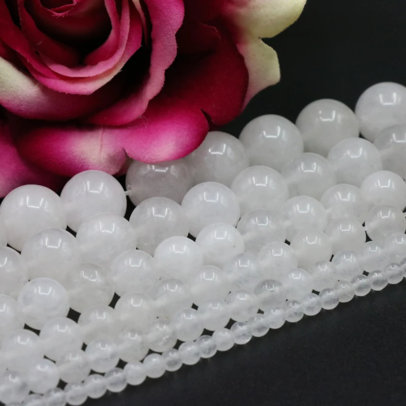 White chalcedony loose beads round 4/6/8/10/12/14mm dimension optional charming jewelry 15