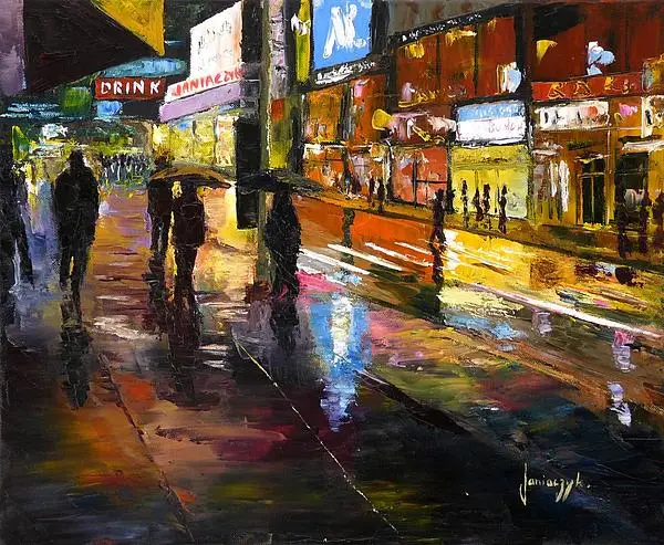 High quality Oil painting Canvas Reproductions NEW YORK 42 th street By Jean Marc Janiaczyk hand painted