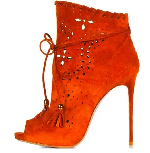 

Free shipping 2017 spring new arrivals super high heels peep toe hollow out breathable ankle boots for woman platform boots