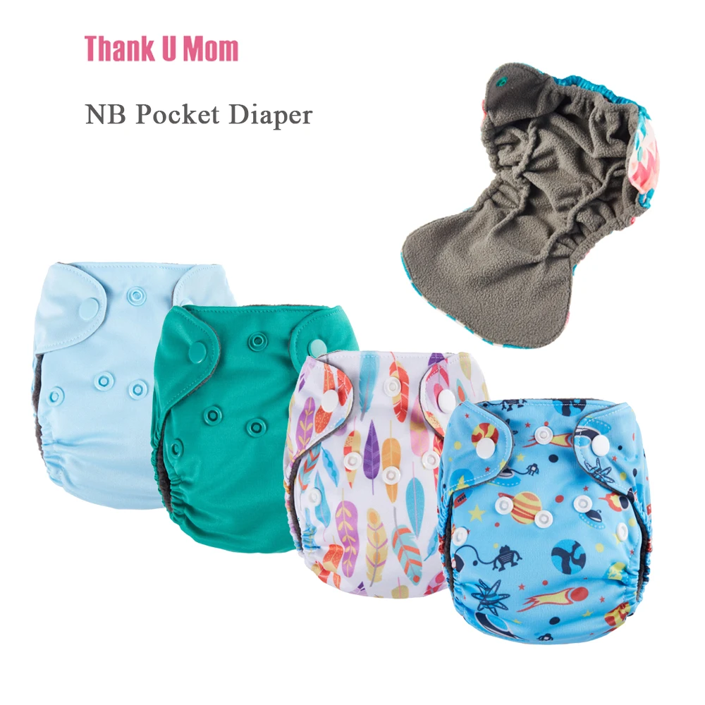 

10Pcs NB Pocket Cloth Diaper Newborn Baby Diapers Charcoal Bamboo Inner Waterproof Minky PUL Outer Fit 2-4kg