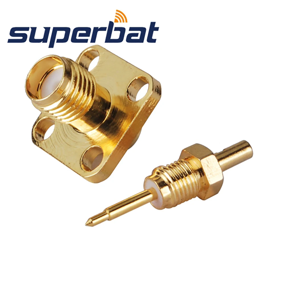 Conector coaxial do rf da flange da solda fêmea (pino masculino) de superbat 10 pces RP-SMA para o cabo rg178, 1.13mm 1.37mm