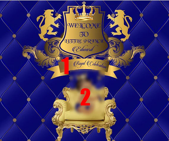 Custom Royal Blue  Gold Prince  Crown Tiara backdrop High quality Computer print party background