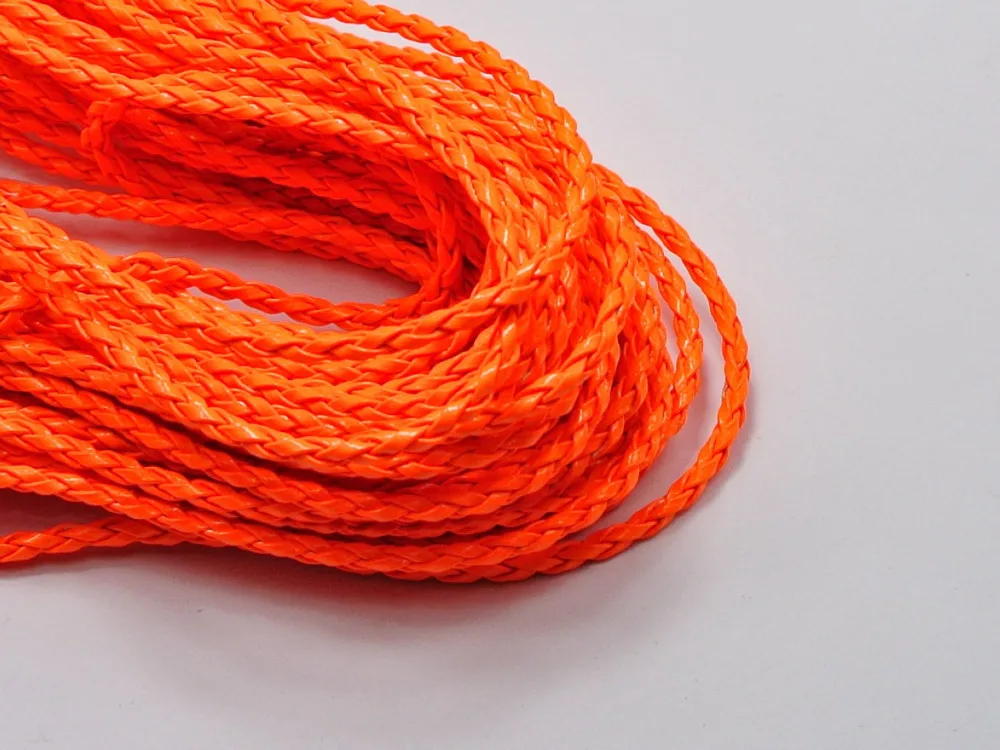 

32.8 Feet Neon Red-Orange BOLO Braided Leatheroid String Jewelry Cord 3mm