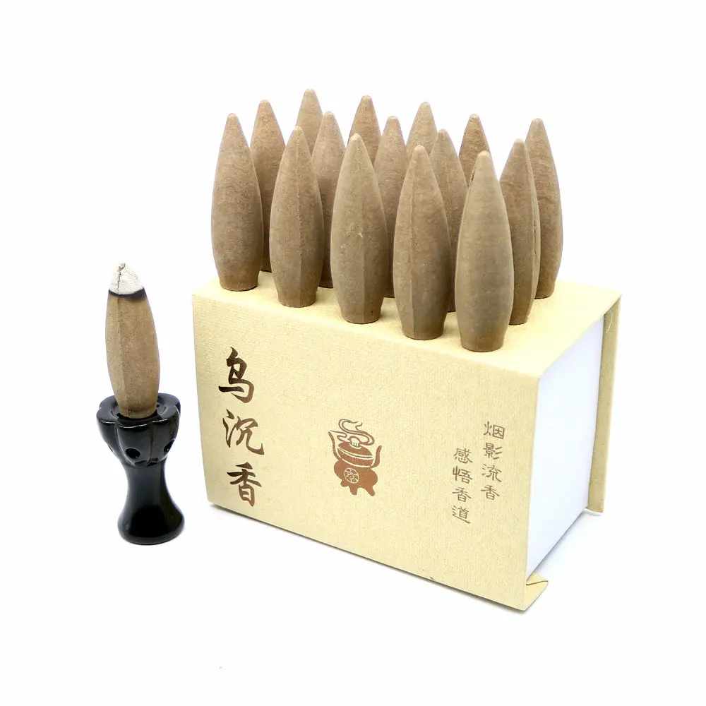 Oversized 30Minutes Smoke Backflow Tower Incense Cones 22 Pcs Gift Hardcover Aquilaria Incense with Incense Holder Free Shipping