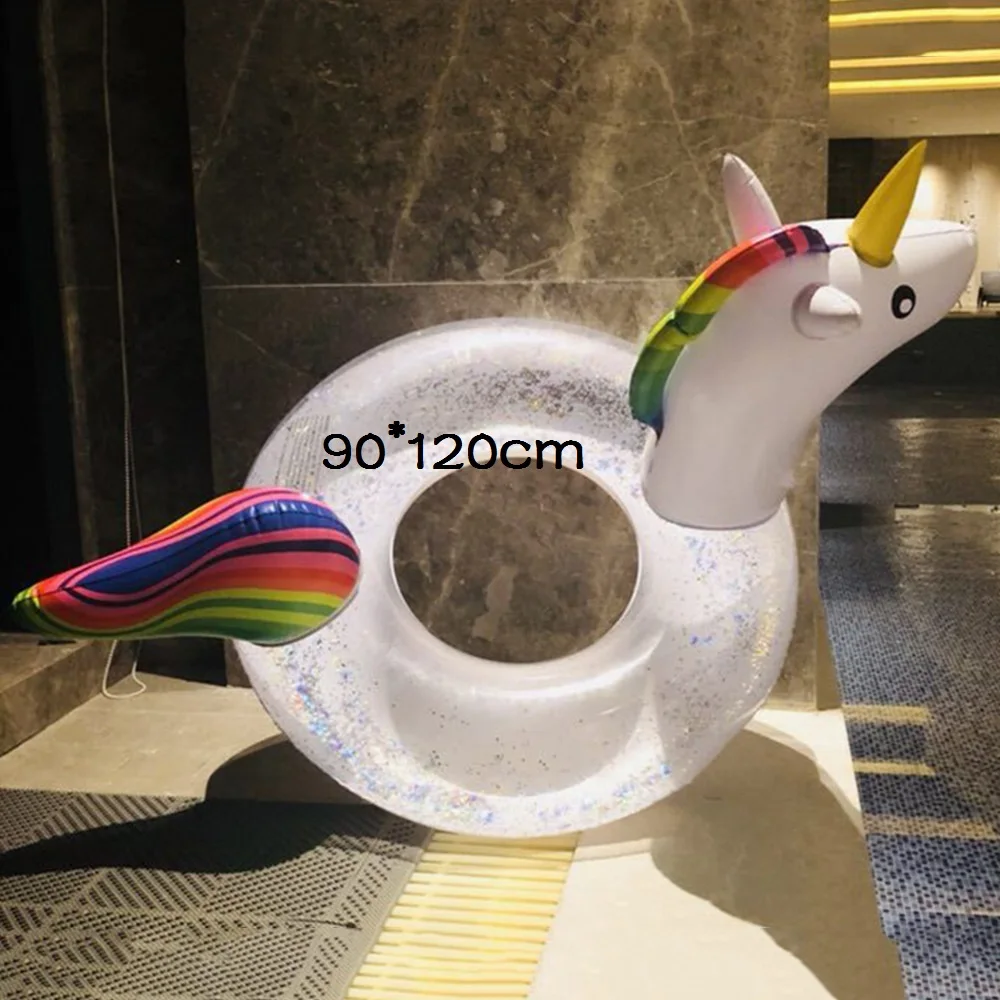 90*120/175*120cm Giant Sparkly Unicorn Inflatable Pool Float Colorful Glitter Swimming Ring For Adult Children Water Party Toy