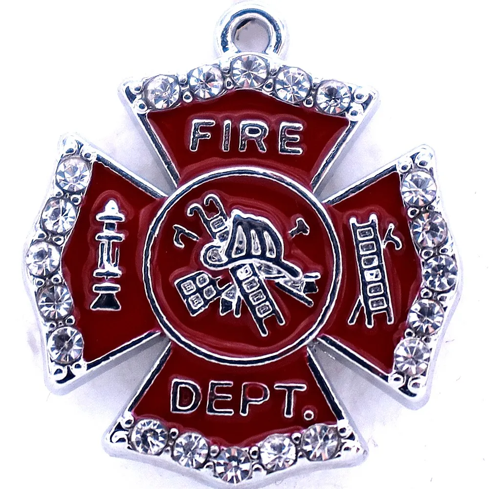 Alloy Eco Friendly Metal Enamel Oil Red Cross Firefighter Fire Dept Charms pendants For Necklaces Bracelets Making