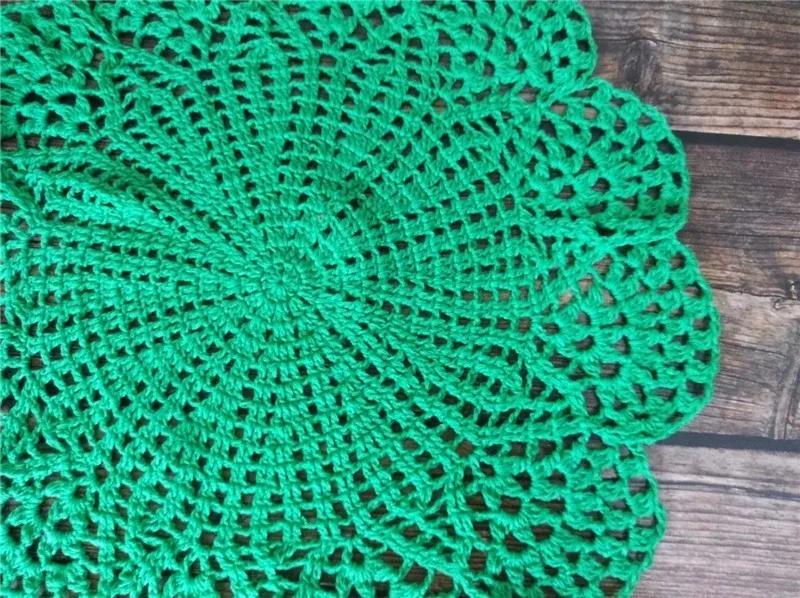 40CM Round Pastoral Green Cotton Glass Table Coasters Coffee Cup Mat Crochet Flowers Christmas Placemat Cloth Pad Wedding Doily