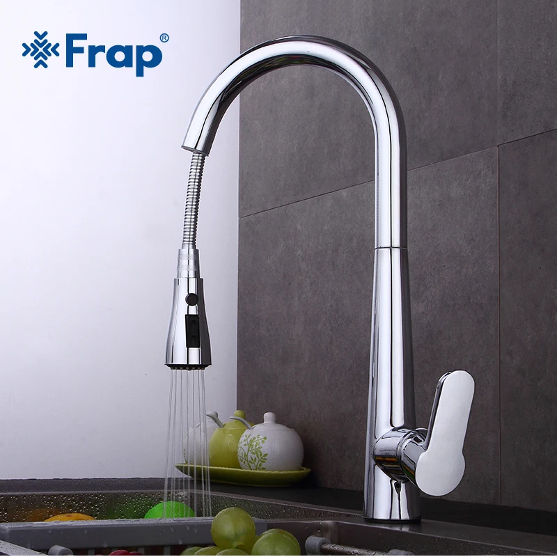 

Frap New Kitchen Faucets Single Handle Pull Out Kitchen Tap Single Hole Handle Swivel Sink Mixer Tap torneira cozinha Y40061