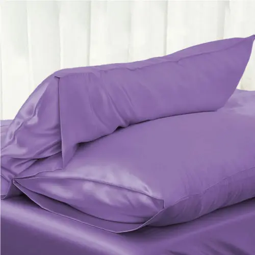 NEW Solid Queen Standard Silky Satin Pillow Case Bedding Pillowcase Smooth Home