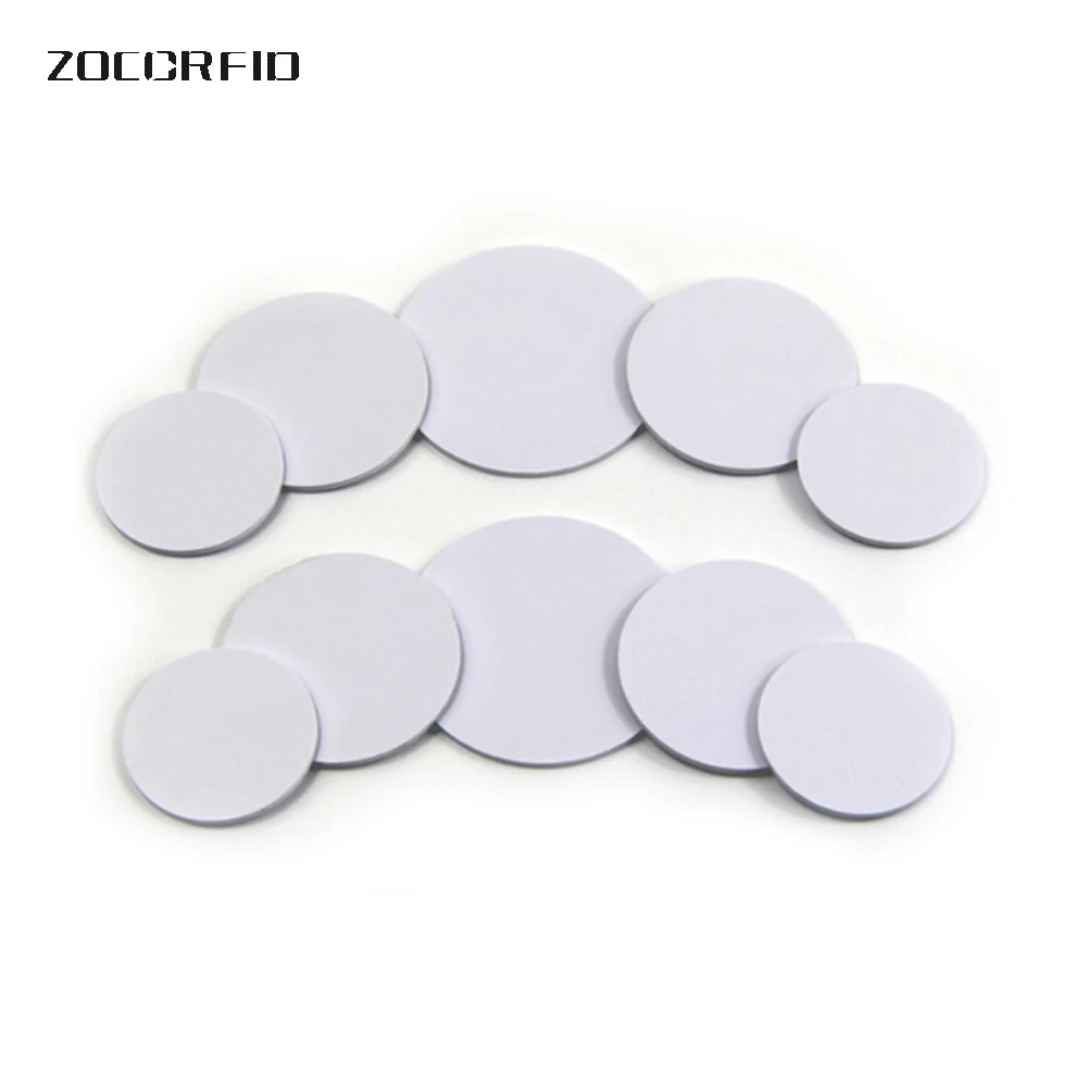 10pcs/lot 13.56MHZ/125KHZ RFID Coin tag 30/25/20mm diameter coil ultra thin slim NFC coin tag