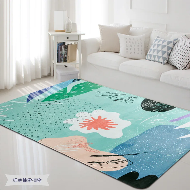 

Nordic abstract plant large area carpets living room bedside bedroom coffee table floor mat carpet household decorate soft rug