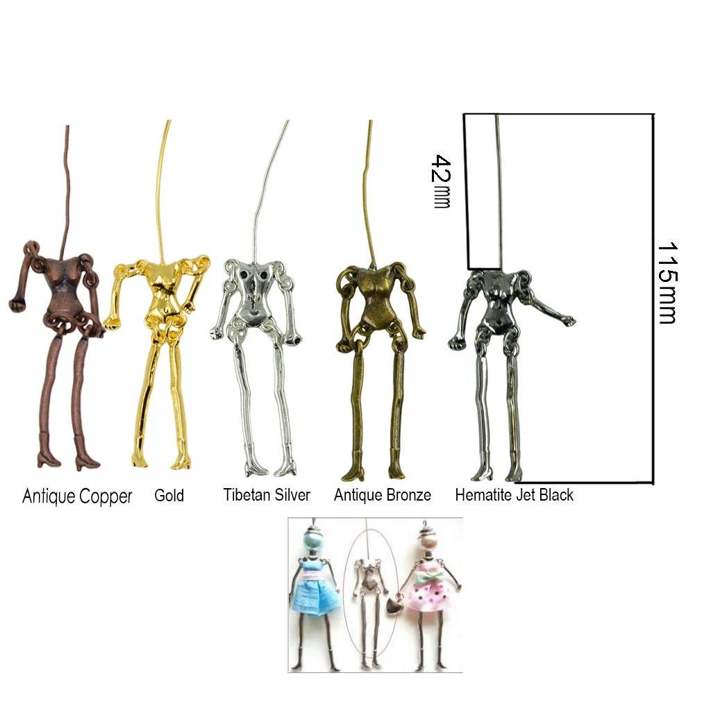 4pcs Human Body Skeleton Charms Doll Pendant For Jewelry Making DIY Craft Charms Findings Women Sweater Necklace Pendant