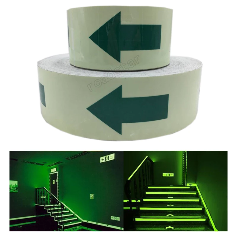 Roadstar 5Cm X 5M Gloeien In De Donkere Tape Die 4 Uur Lichtgevende Film Voor Veiligheid Duurt