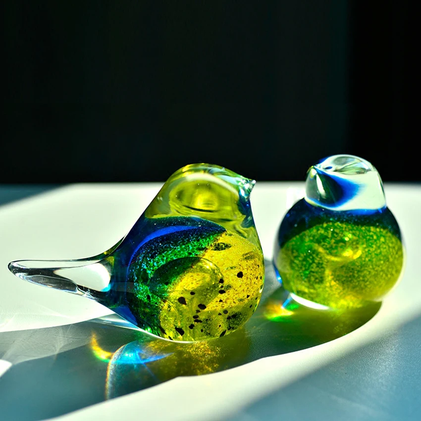 Crystal Glass Coloured Glaze Birds, Modern Furnishing, Wedding Gifts, Creative Animal Crafts, Decorative Crafts, New