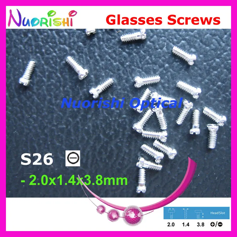 S26 2.0x1.4x3.8mm 10000pcs Glasses Eyewear Eyeglass Repairing Mini Screw Head in - + Type Free Shipping