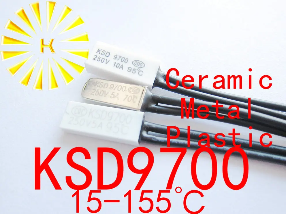 

KSD9700 Metal Plastic Ceramic 15-155 degree Temperature Control Switch Sensor 9700 Thermostat Thermal Protector x 100PCS