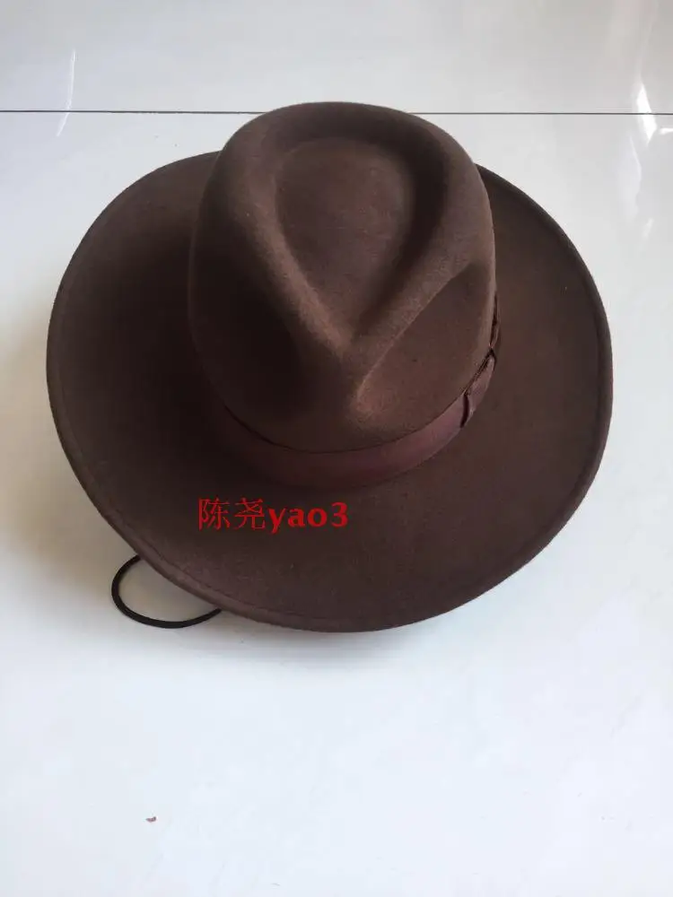 Men's Fedoras Wool Hat Adult Woolen Wide Brim Cowboy Hats Original Single Anti-wrinkle Cowboy Hat Wide Brim B-9000