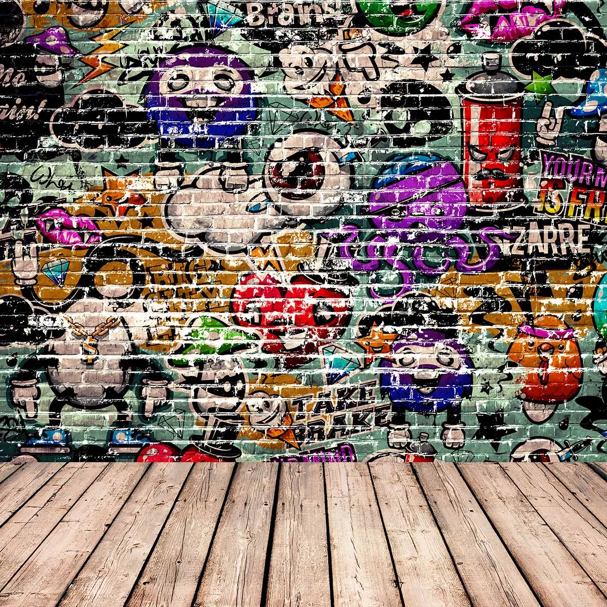 Allenjoy photography background store Graffiti wall theme backdrop Lovely and colorful magic pattern background New Arrivals