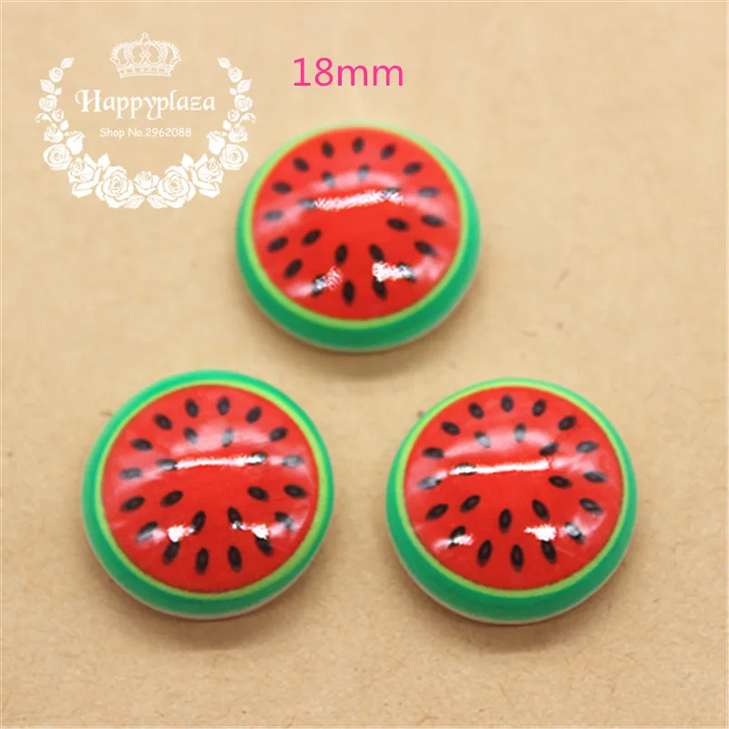 20pcs Kawaii Simulation Fruit Watermelon Round Resin Flatback Cabochon Food Art Supply Decoration Charm Craft DIY,18mm