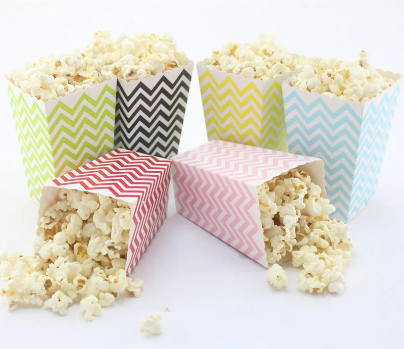 Pick Colors 720 Pcs Paper Popcorn Boxes,Striped Chevron Polka Dot Metallic Gold Silver Party Favor Candy Snack Movie Buckets Kid