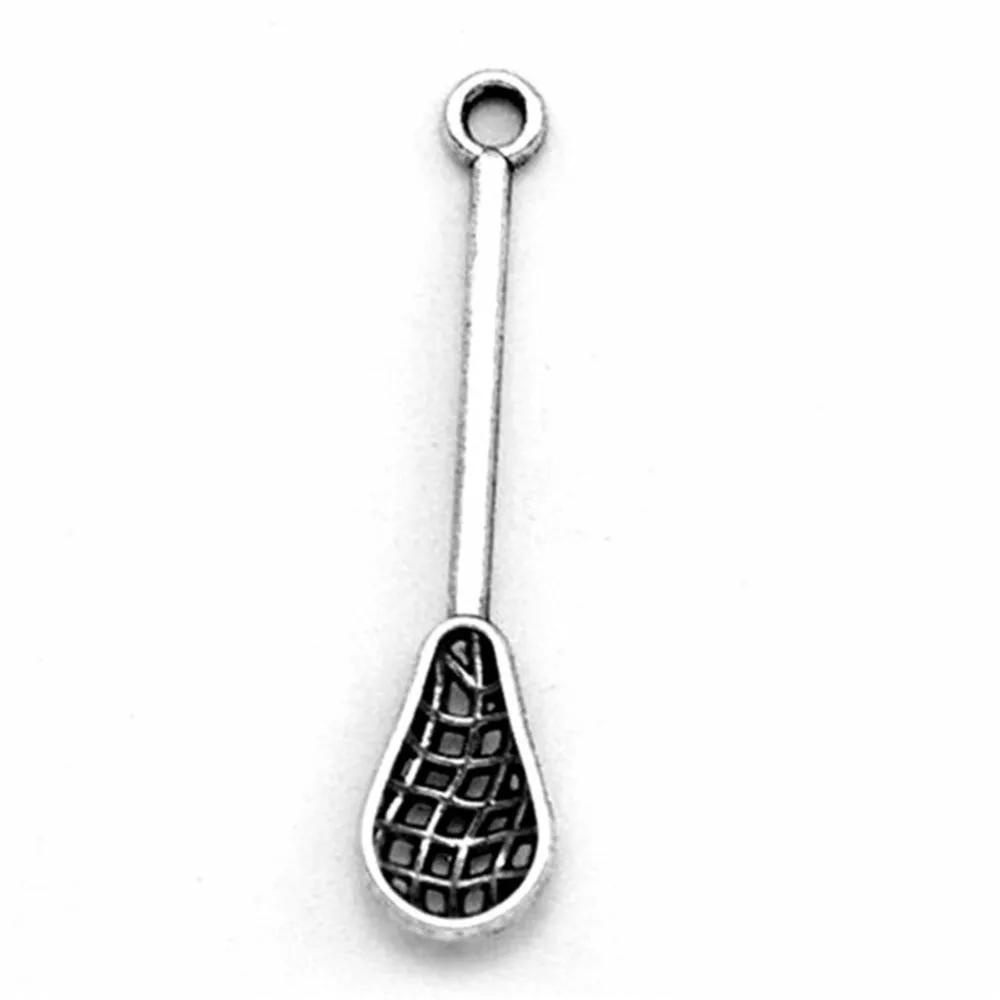 Diy Jewelry Making Retro Metal Antique Silver Plated Fashion Lacrosse Goalie Stick Charm