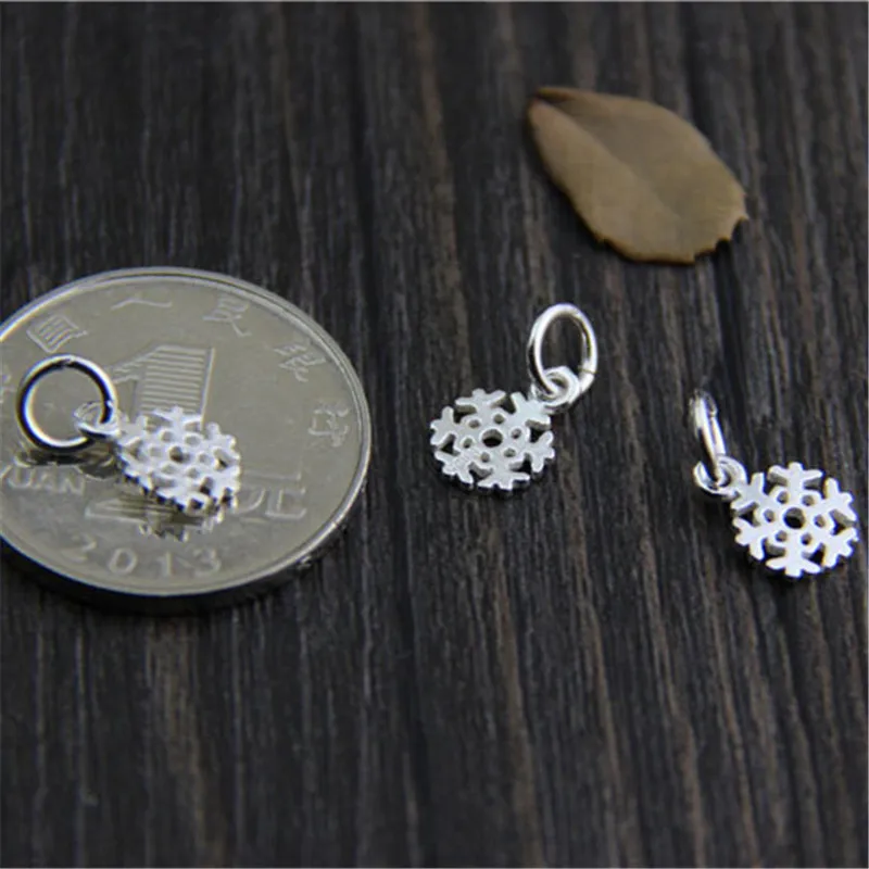 Emith Fla 100% 925 Sterling Silver Snowflake Charm Pendants Fit European Bracelet & Necklace DIY Small Pendant Jewelry Making