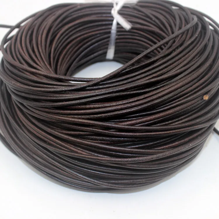 2 Meters Retro High Quality Genuine Leather Cord 1.5-10mm Round/Flat Strand Cow Leather Rope Fit Necklace Bracelets DIY Jewelry