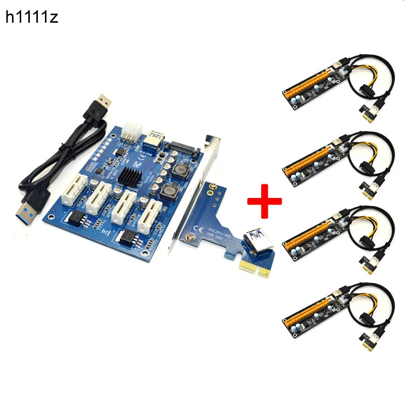 

Riser Kit PCIE 1 to 4 PCI E Express 1X to 16X Riser Card Mini ITX 1X to External 4 PCI-E Slot Adapter Card for BTC Miner Mining