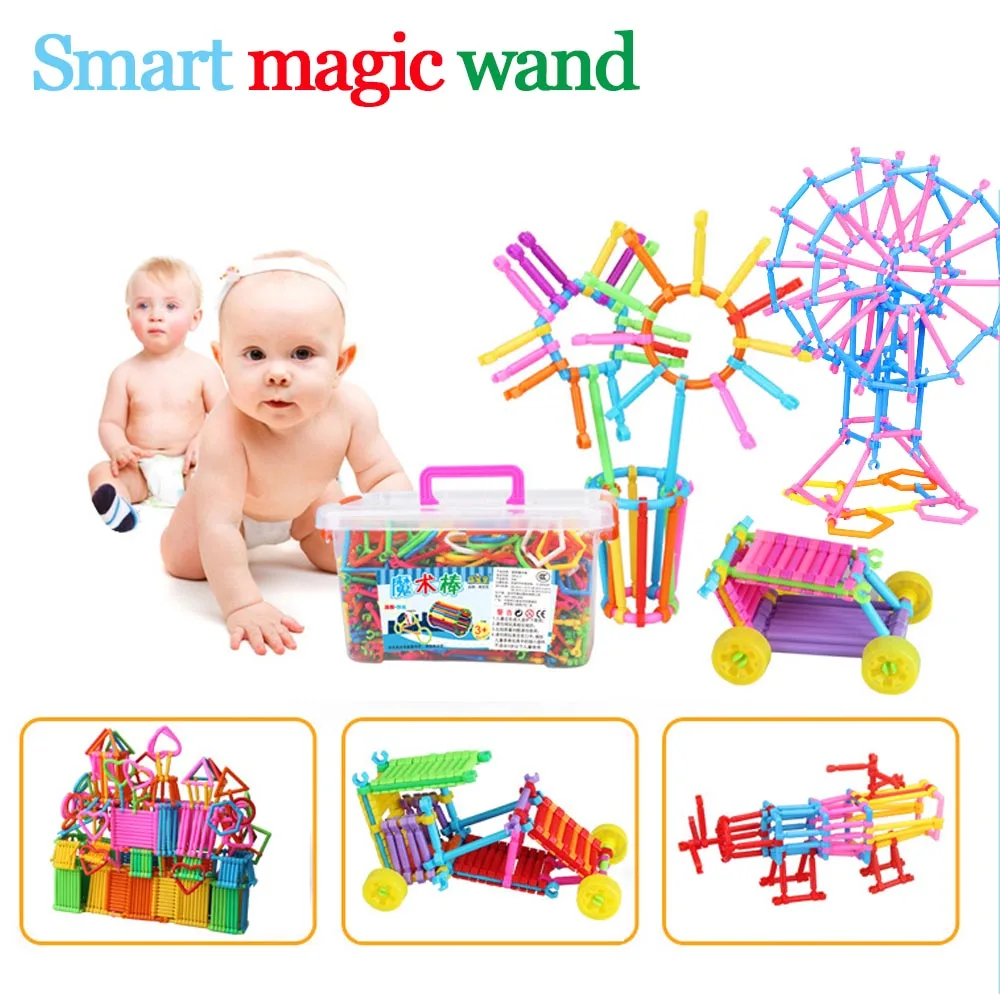 500pcs DIY Creative Intelligence Sticks Blocks Magic Wand Magnetic Designer Construction Set Plastic Model & Building Blocks