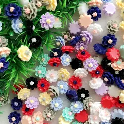 50pcs 12*13mm Resin Lovely Flower Flat Back Cameo Cabochon For Jewelry Findings Accessories &wedding decoration -B52