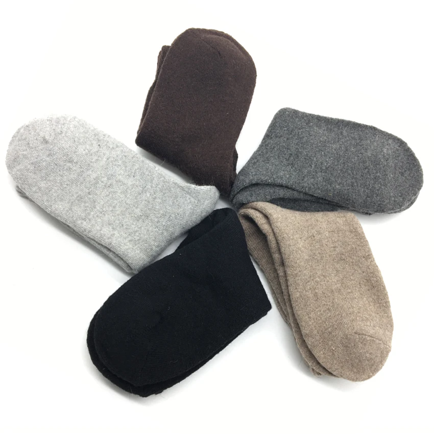 5 Pairs/Lot Thick Wool Socks Men Winter Warm Cashmere Breathable Long Sock Outdoor Male Meias New 7 Colors Hot Sale 2023