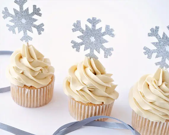 

glitter snowflake birthday winter wedding cupcake toppers Christmas New Year cake decoration doughnuttoothpicks