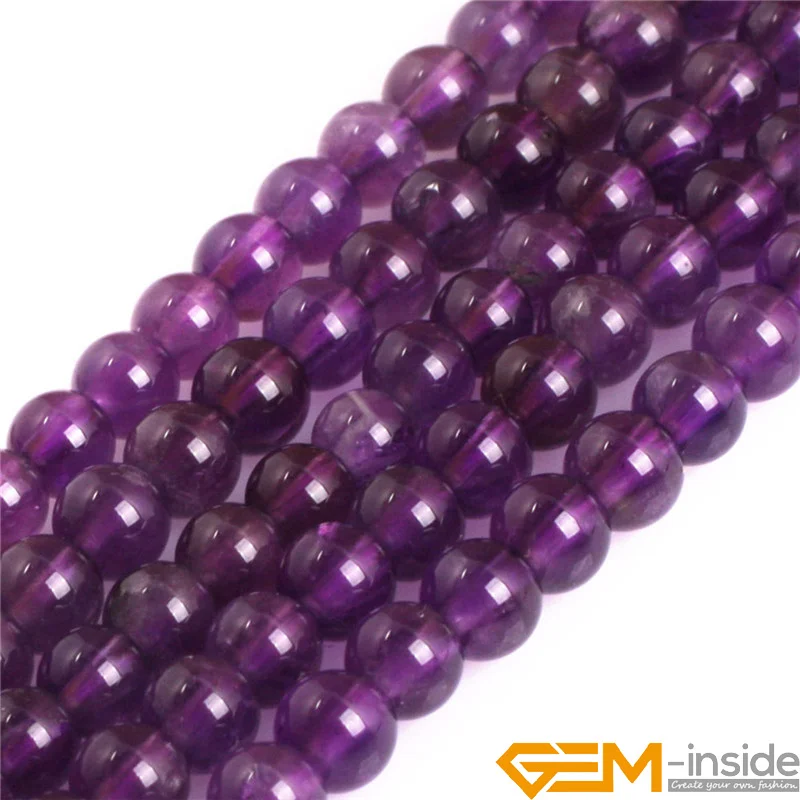 AAA Kelas Putaran Gelap Ungu Batu Ametis Berharga Manik-manik Batu Batu Alam Manik-manik Longgar Beads untuk Perhiasan Membuat Strand 15"