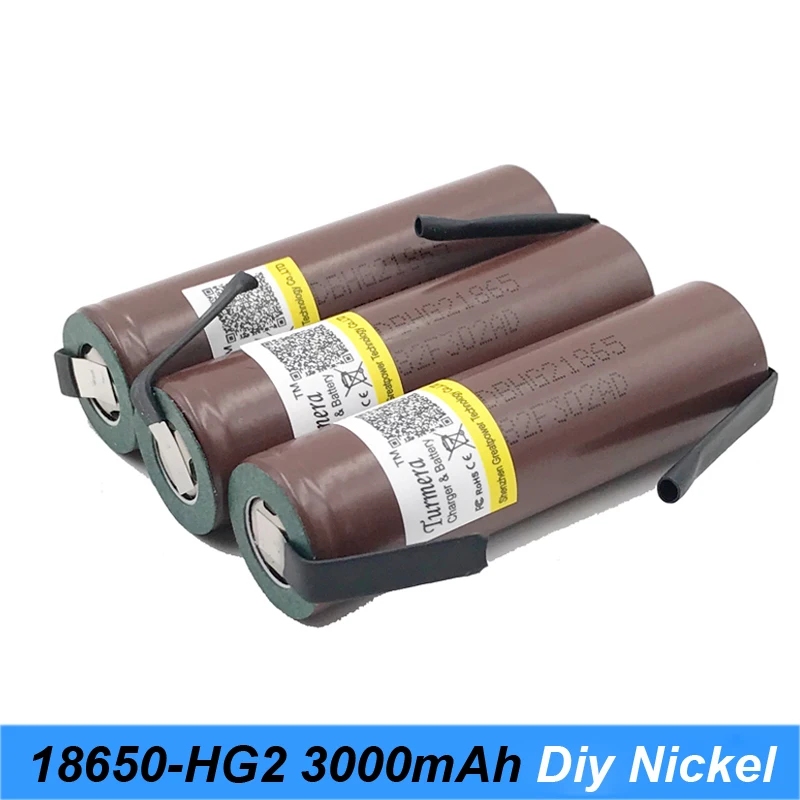 Pin 18650 HG2 3000MAh Với Dải Hàn Pin Cho Tua Vít 30A Dòng Cao + DIY Niken Inr18650 Hg2