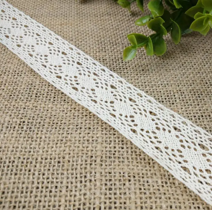 10Yards 3.1cm Off white Weave Cotton Lace Trim Handmade Craft Material Free Shipping Z338