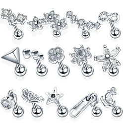 1PC Acciaio Dell'orecchio Trago Cartilagine Penetrante Fiore di Cristallo Conchiglia Lobo Orecchini Bilanciere Penetrante Orelha Ear Stud Helix Gioielli Sexy