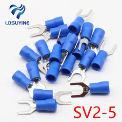 SV2-5 Blue Furcate Insulated Wiring Terminals Cable Wire Connector 100PCS/Pack Insulating Cable Lug terminals SV2.5-5 SV