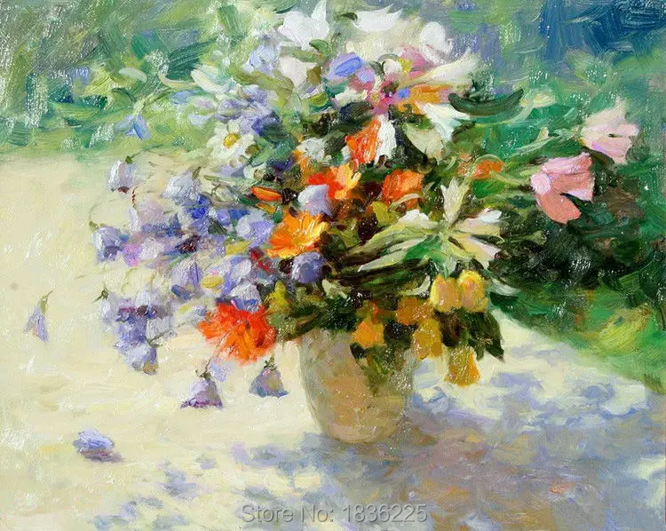 Paint manufacturers in china hand painted canvas oil paintings flower in the basket  pictures of flower oil painting home decor