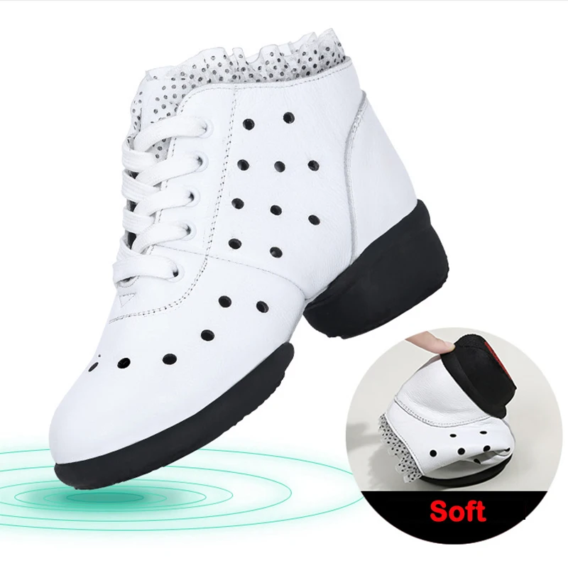 SWYIVY Dance Shoes Woman Wedge Sport Sneakers Platform 2019 Autumn Hallow Breathable Lace High Top Female Dance Sport Shoes