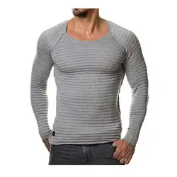 2025 Spring Fashion Men's Casual T Shirt O-Neck Striped Male Streetwear Knitted Slim Fit Long Sleeve T-Shirt Men Tops MY059