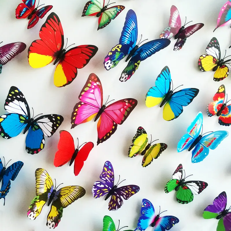 10PCS/LOT.Mix 4cm Plastic simulation butterfly fridge magnet ,Kids toys Early learning educational toys Home decoration OEM