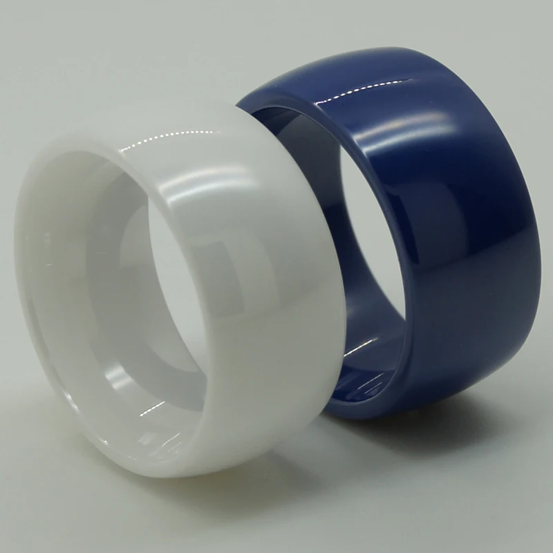 11mm white/blue super width simple dome hi tech scratch proof ceramic ring new 1pc