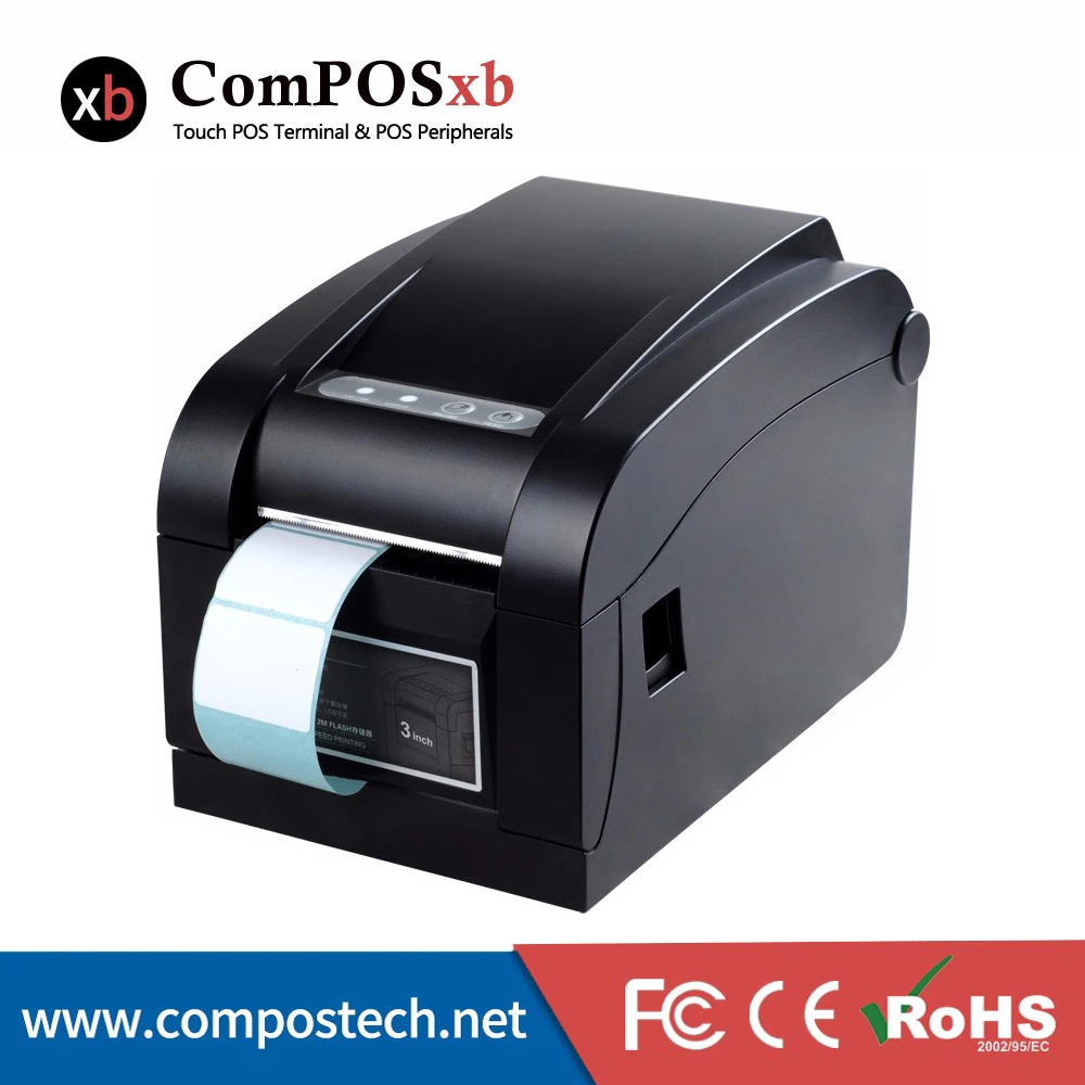 ComPOSxb 80mm Direct Thermal Barcode Label Printer, printed label DTP350