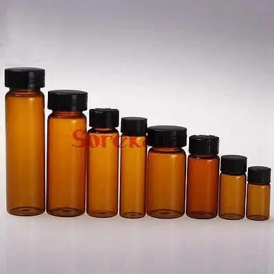 5pcs 15ml Brown Glass Seal Bottle Reagent Bottle Sample Vials Plastic Lid Screw Cap Screw On Cover